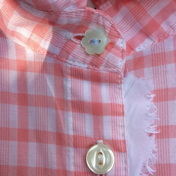Banana Republic Gingham coral orange button down 100% cotton shirt XS - Picture 11 of 14